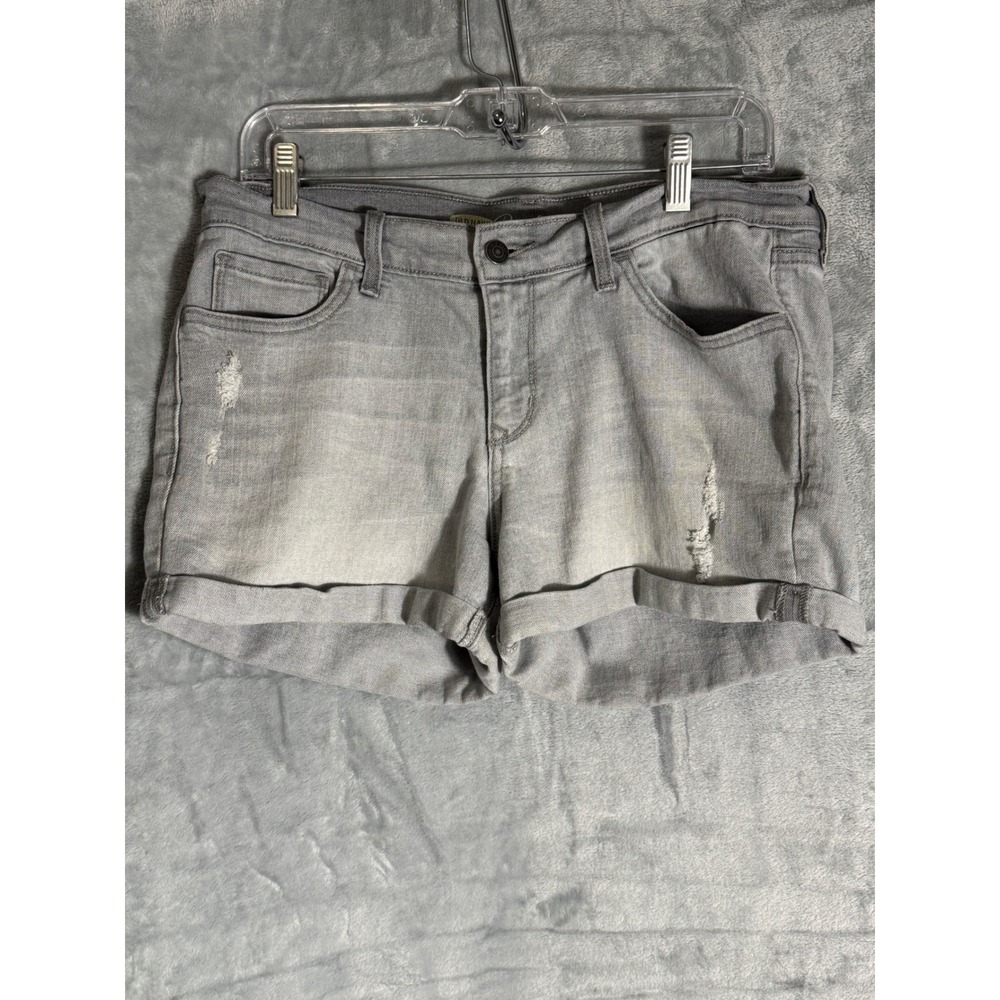 Old Navy Boyfriend Gray Denim Shorts Distressed Rolled Cuff Size 8 Womens